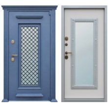 АЛМАЗ (заказная) муар синий/Лофт капучино стальная дверь АСД 